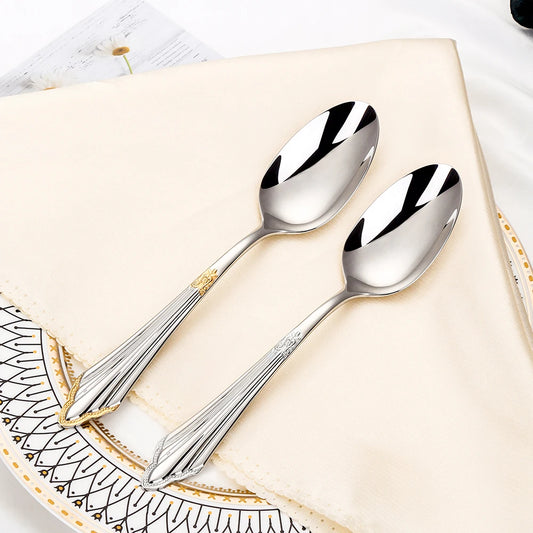 6pcs Table Spoons Set of 6 Stainless Steel Tablespoon Soup Spoon Set Royal 6 Pieces Dinner Spoon for Kitchen/Home/Restaurant