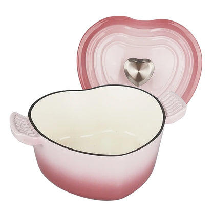 Preminum Cast Iron Dutch Oven with Lid, Heart-shape Enameled Soup Pot for All Stove Tops,Suitable for Stew Baking Slow Cooking