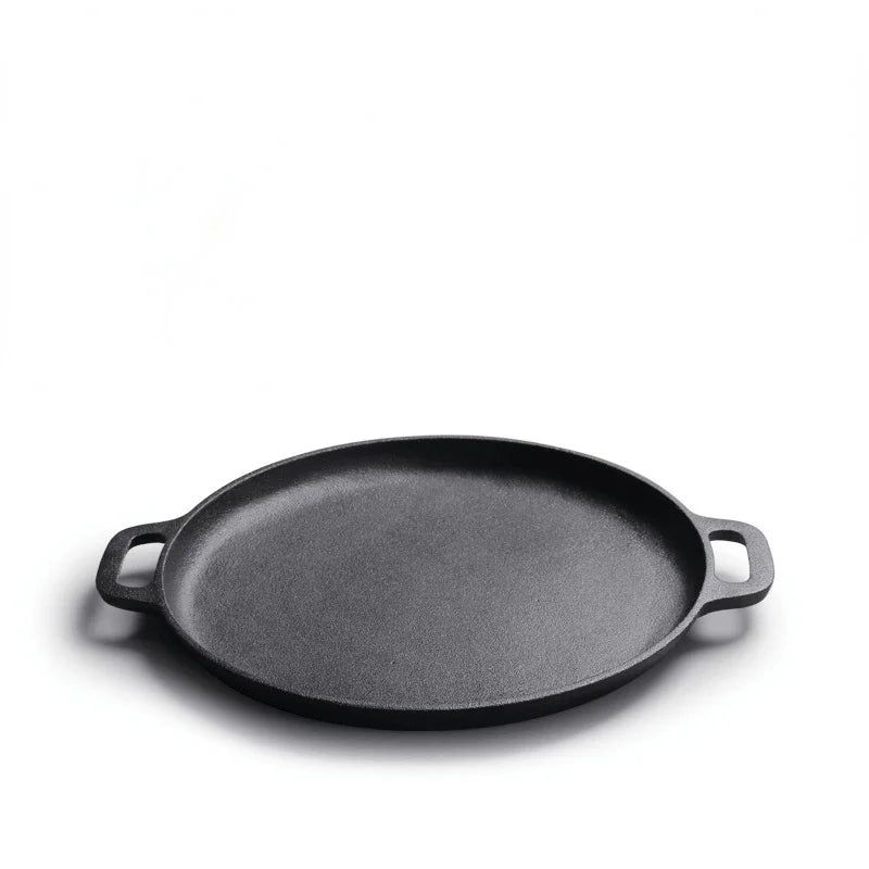 Cast Iron Skillet Pan Pancake Pizza Pan Thickened Oyster Raw Steak Pork Chicken Vegetables Cooking Pot Kitchen Outdoor BBQ Grill