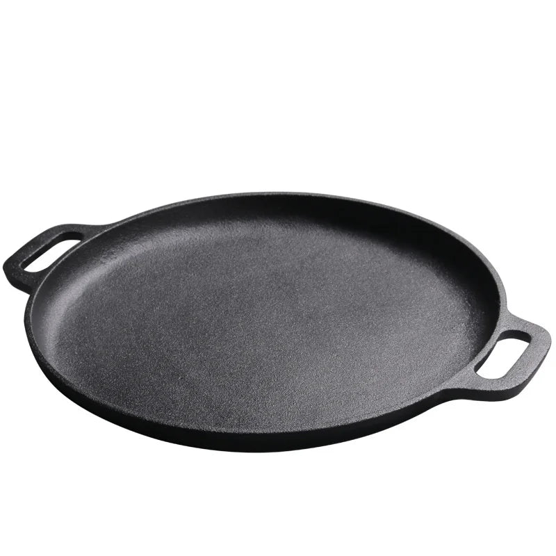 Cast Iron Skillet Pan Pancake Pizza Pan Thickened Oyster Raw Steak Pork Chicken Vegetables Cooking Pot Kitchen Outdoor BBQ Grill
