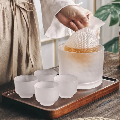 Japanese Glass Bar Sets Glass Sake Wine Set Baijiu Whisky Cocktail Set Glass Flask Barware Family Gathering Wine Glasses Gifts