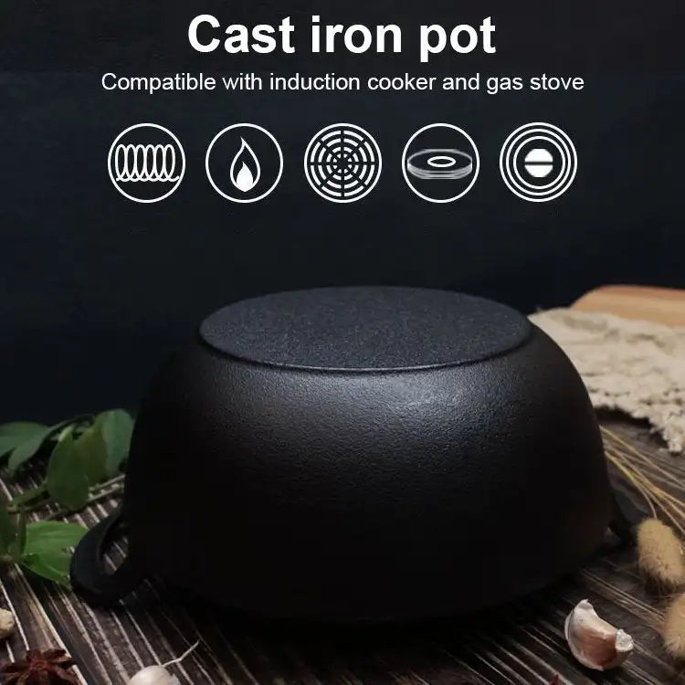 Cast Iron Pot Uncoated And Non Stick wok Casserole kitchen cooking pot cast iron skillet Cookware wok pan fry pan