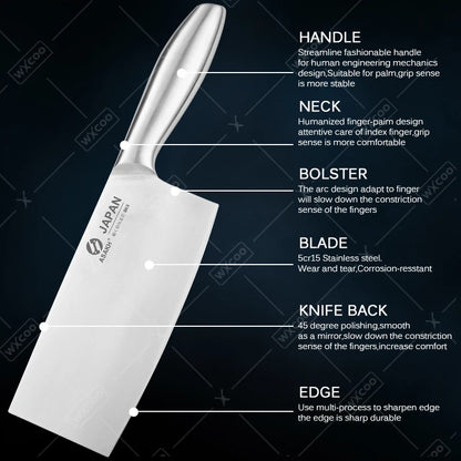All Steel Kitchen Knife Set 7inch Santoku Knife Multi-Purpose Butcher Knife Bread Cutting Melon Fruit Knife Kitchen Accessories