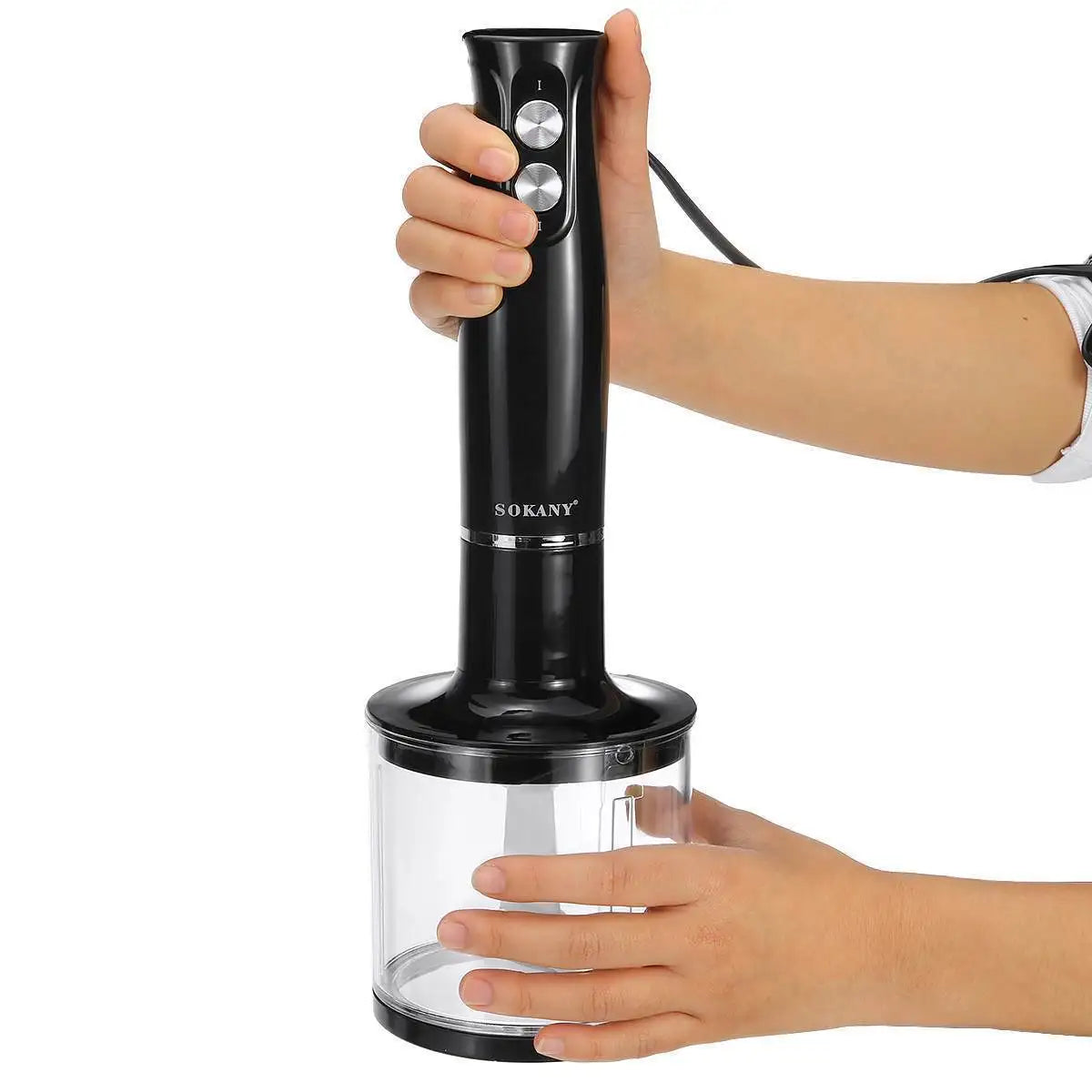 Hand Immersion Blender 500W 4-in-1 Stainless Steel Stick Food Mixer 700ml Mixing Beake 500ml Processor Whisk