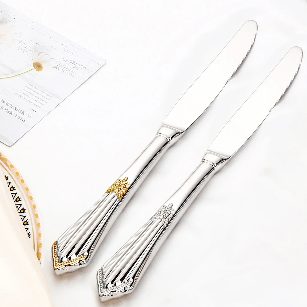 Royal Pack of 6 Table Knives Mirror Polished Set of 6 Dinner Knife Dishwasher Safe Suitable for Home Use Kitchen Pub