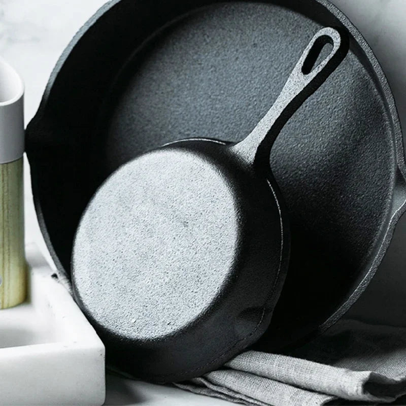 Cast Iron Frying Pan 14/16/20cm Non-stick Fried Steak Pot Egg Pancake Skillet for Gas Induction Cooker Universal Cookware