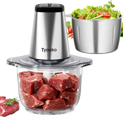 Electric Food Processor with 2 Bowls, Easy Clean Chopper for Fruits Meat Nuts Veggie Pet Baby Food