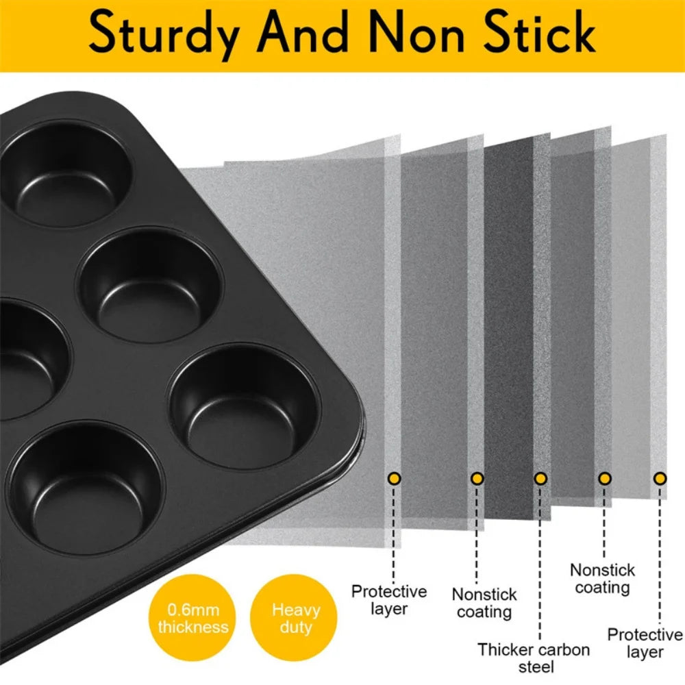 1pack Muffin Pan 6/12 Cups Square Cupcake Pan Muffin Tray Cupcake Mold Muffin Pan Carbon Steel Baking Pan Non Stick Bakeware