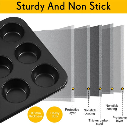 1pack Muffin Pan 6/12 Cups Square Cupcake Pan Muffin Tray Cupcake Mold Muffin Pan Carbon Steel Baking Pan Non Stick Bakeware