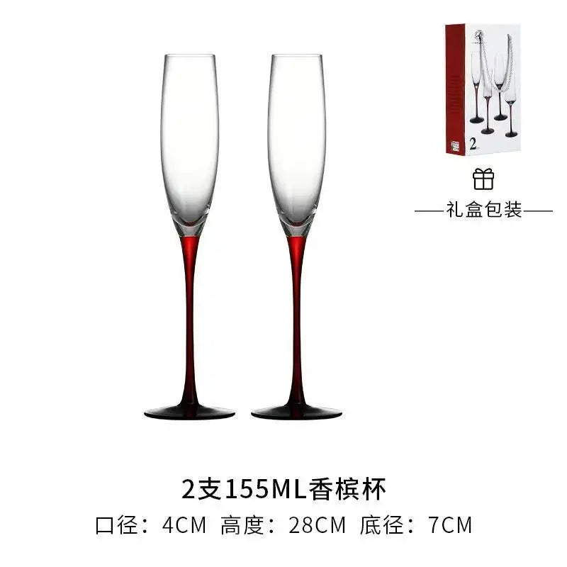 2Pcs/sets European Champagne Glass Goblet Gift Box Creative Crystal Glass Red Wine Champagne Glass Friends And Couples Gift