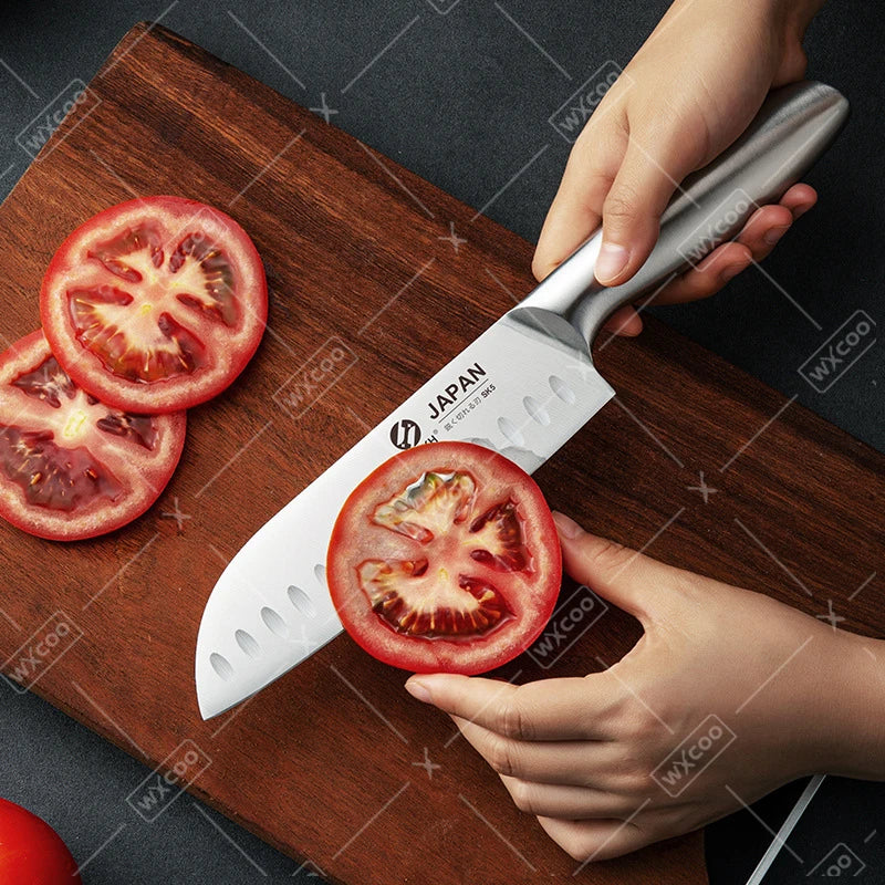 All Steel Kitchen Knife Set 7inch Santoku Knife Multi-Purpose Butcher Knife Bread Cutting Melon Fruit Knife Kitchen Accessories