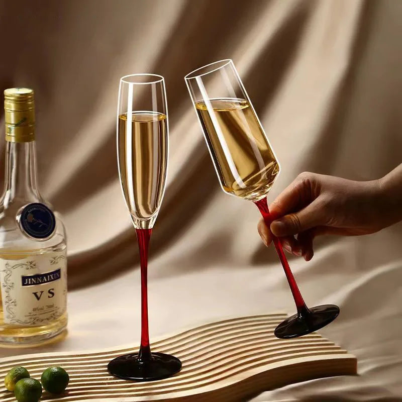 2Pcs/sets European Champagne Glass Goblet Gift Box Creative Crystal Glass Red Wine Champagne Glass Friends And Couples Gift