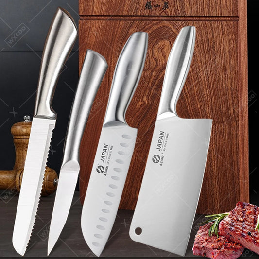 All Steel Kitchen Knife Set 7inch Santoku Knife Multi-Purpose Butcher Knife Bread Cutting Melon Fruit Knife Kitchen Accessories