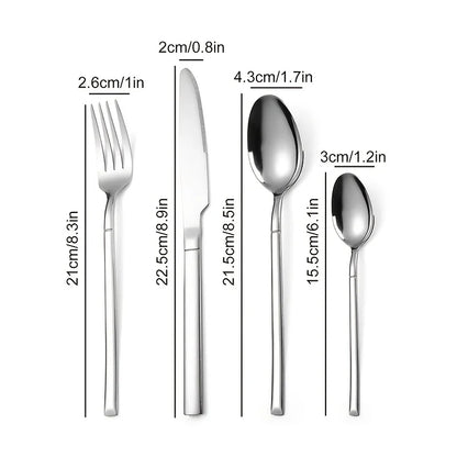 24 piece silver tableware set, suitable for 6-person stainless steel tableware kitchen new tableware hotel buffet available
