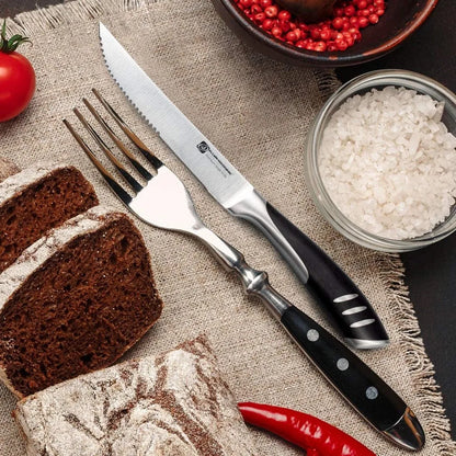 1/4/6/8 German High Carbon Stainless Steel Steak Knife Set Table Knife And Table Fork Set Double Forged Full Handle Dinner Knife