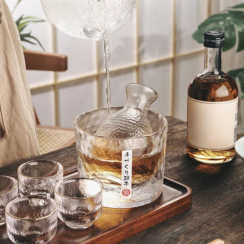 Japanese Glass Bar Sets Glass Sake Wine Set Baijiu Whisky Cocktail Set Glass Flask Barware Family Gathering Wine Glasses Gifts