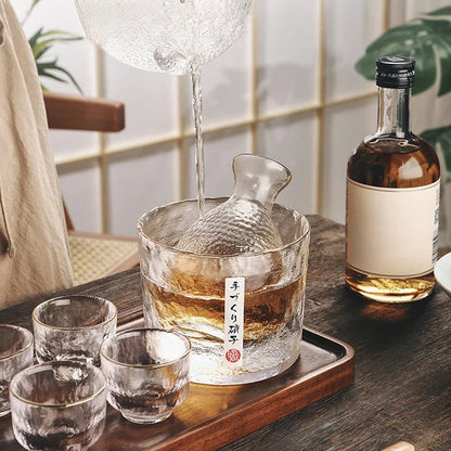 Japanese Glass Bar Sets Glass Sake Wine Set Baijiu Whisky Cocktail Set Glass Flask Barware Family Gathering Wine Glasses Gifts
