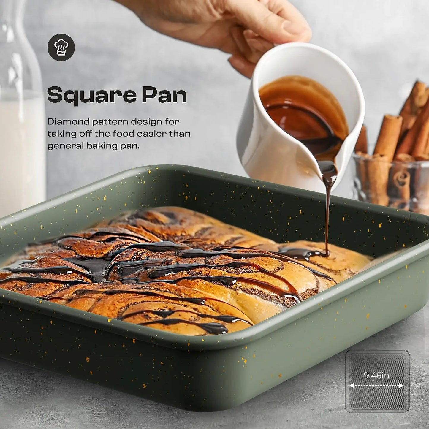 12-Piece Nonstick Baking Set with Cake Pan, Muffin Pan, Cookie Sheet & Utensils - Ceramic Coated Green