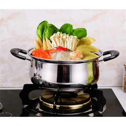 Stainless Steel pot Double Bottom Soup Pot Nonmagnetic Cooking Multi purpose Cookware Non stick Pan induction cooker used pot