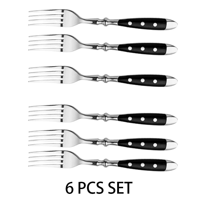 1/4/6/8 German High Carbon Stainless Steel Steak Knife Set Table Knife And Table Fork Set Double Forged Full Handle Dinner Knife