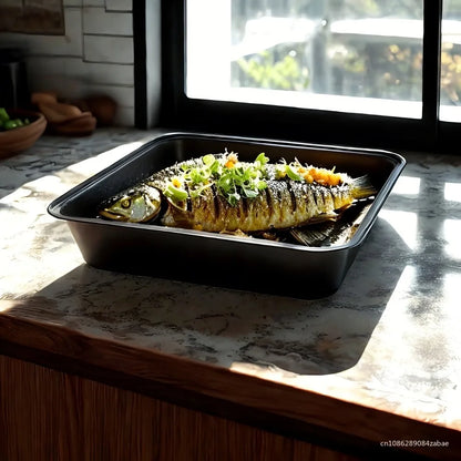 Nonstick Rectangular Carbon Steel Roasting Pan | Rustproof Baking Tray for Bread Cake Professional Kitchen Utensils Carbon Steel