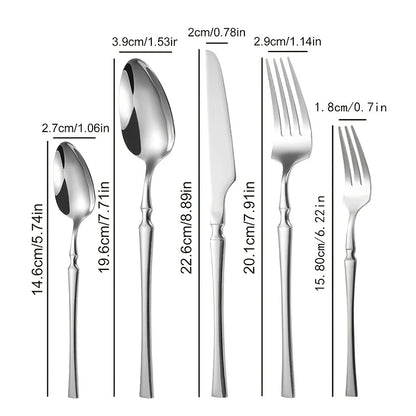 30 Piece Silverware Set for 6, Premium Stainless Steel Cutlery Set with Square Edge, Include Fork, Knife, Spoon, Mirror Finished