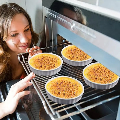 6pcs Mini Ceramic Creme Brulee Ramekins Shallow White Tart Baking Pan Round Steamed Egg Dishes Oven