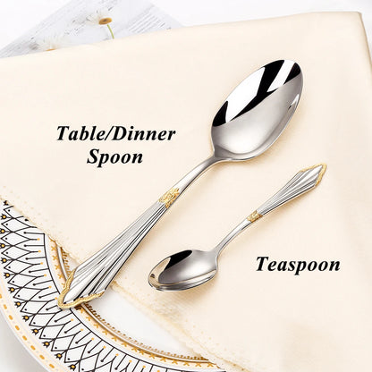 6pcs Table Spoons Set of 6 Stainless Steel Tablespoon Soup Spoon Set Royal 6 Pieces Dinner Spoon for Kitchen/Home/Restaurant
