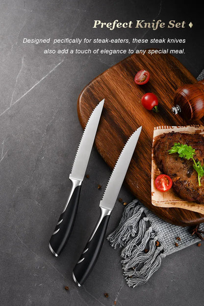 1/4/6/8 German High Carbon Stainless Steel Steak Knife Set Table Knife And Table Fork Set Double Forged Full Handle Dinner Knife