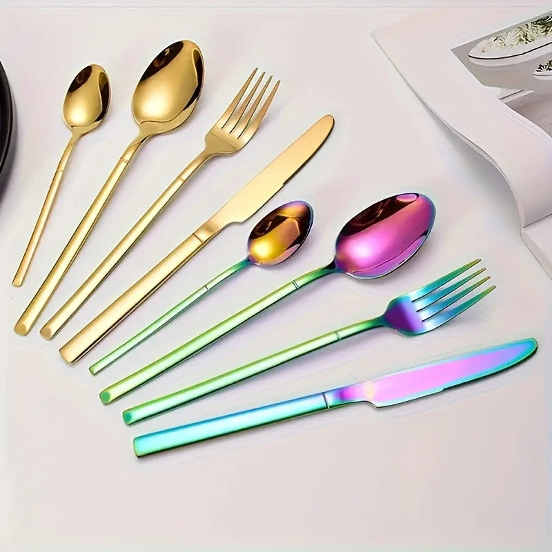 24 piece silver tableware set, suitable for 6-person stainless steel tableware kitchen new tableware hotel buffet available