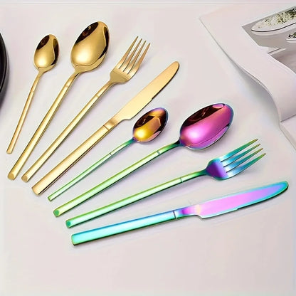 24 piece silver tableware set, suitable for 6-person stainless steel tableware kitchen new tableware hotel buffet available