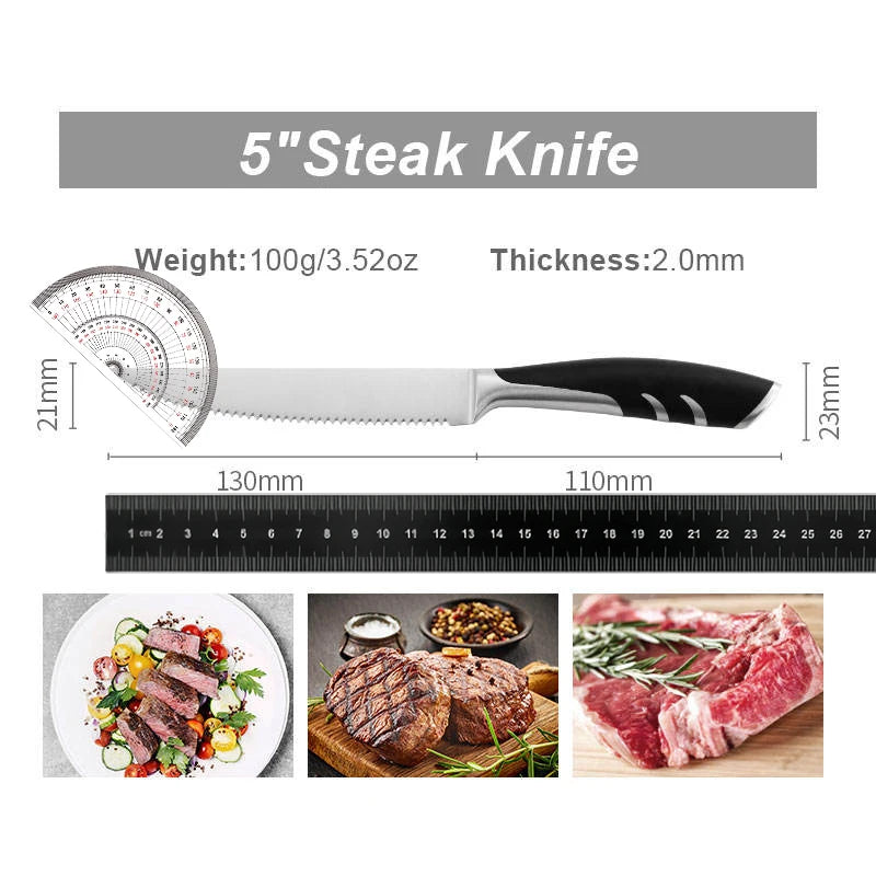 1/4/6/8 German High Carbon Stainless Steel Steak Knife Set Table Knife And Table Fork Set Double Forged Full Handle Dinner Knife