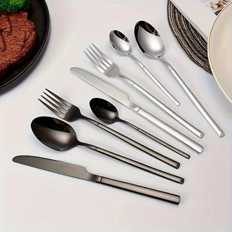 24 piece silver tableware set, suitable for 6-person stainless steel tableware kitchen new tableware hotel buffet available