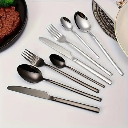 24 piece silver tableware set, suitable for 6-person stainless steel tableware kitchen new tableware hotel buffet available