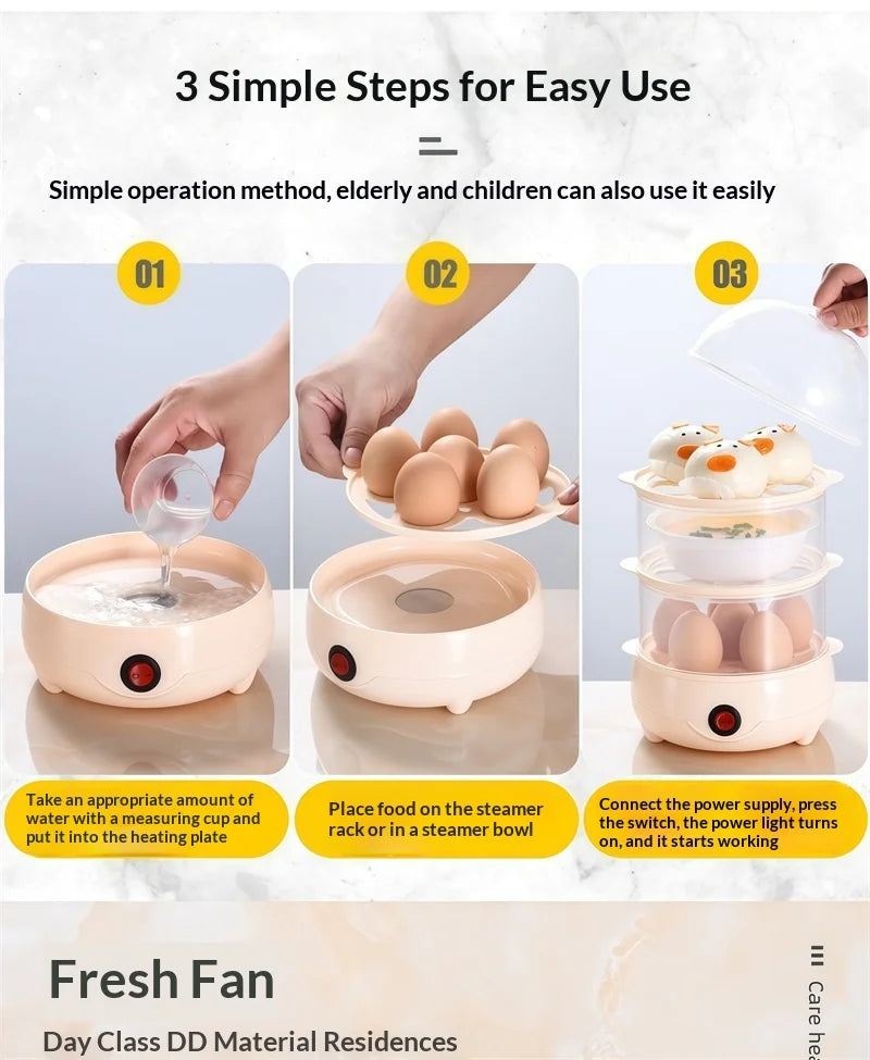Multifunctional Egg Boiler Electric Egg Steamer Cooking Breakfast Machine Multi-Layers Egg Cooker Mini Steamer Poacher Kitchen