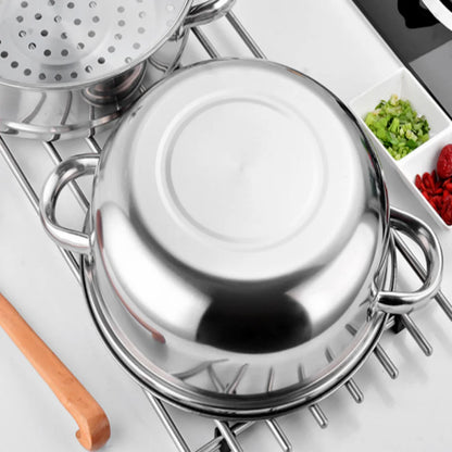 Stainless Steel Cookware 27cm/11in 2-Layer Steamer Pot Cooker Double Boiler Soup Steaming Pot Kitchenware Kitchen Supplies