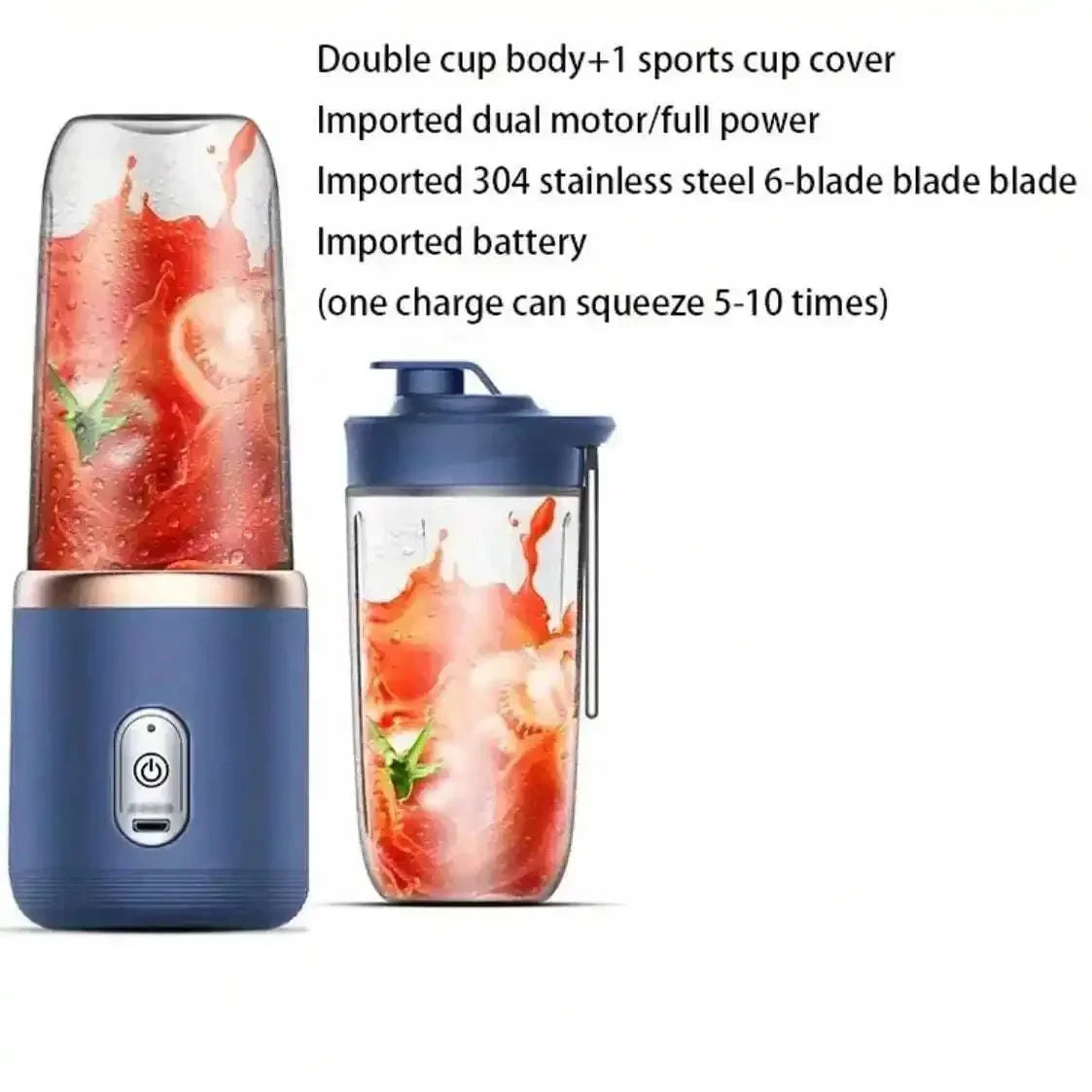 Portable Rechargeable Blender & Juicer Cup 380ml, Personal Smoothie Maker & Ice Crusher for Juice, Travel Portable Blender