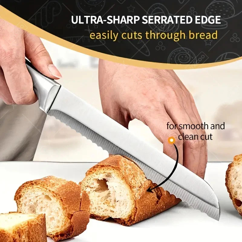 All Steel Kitchen Knife Set 7inch Santoku Knife Multi-Purpose Butcher Knife Bread Cutting Melon Fruit Knife Kitchen Accessories