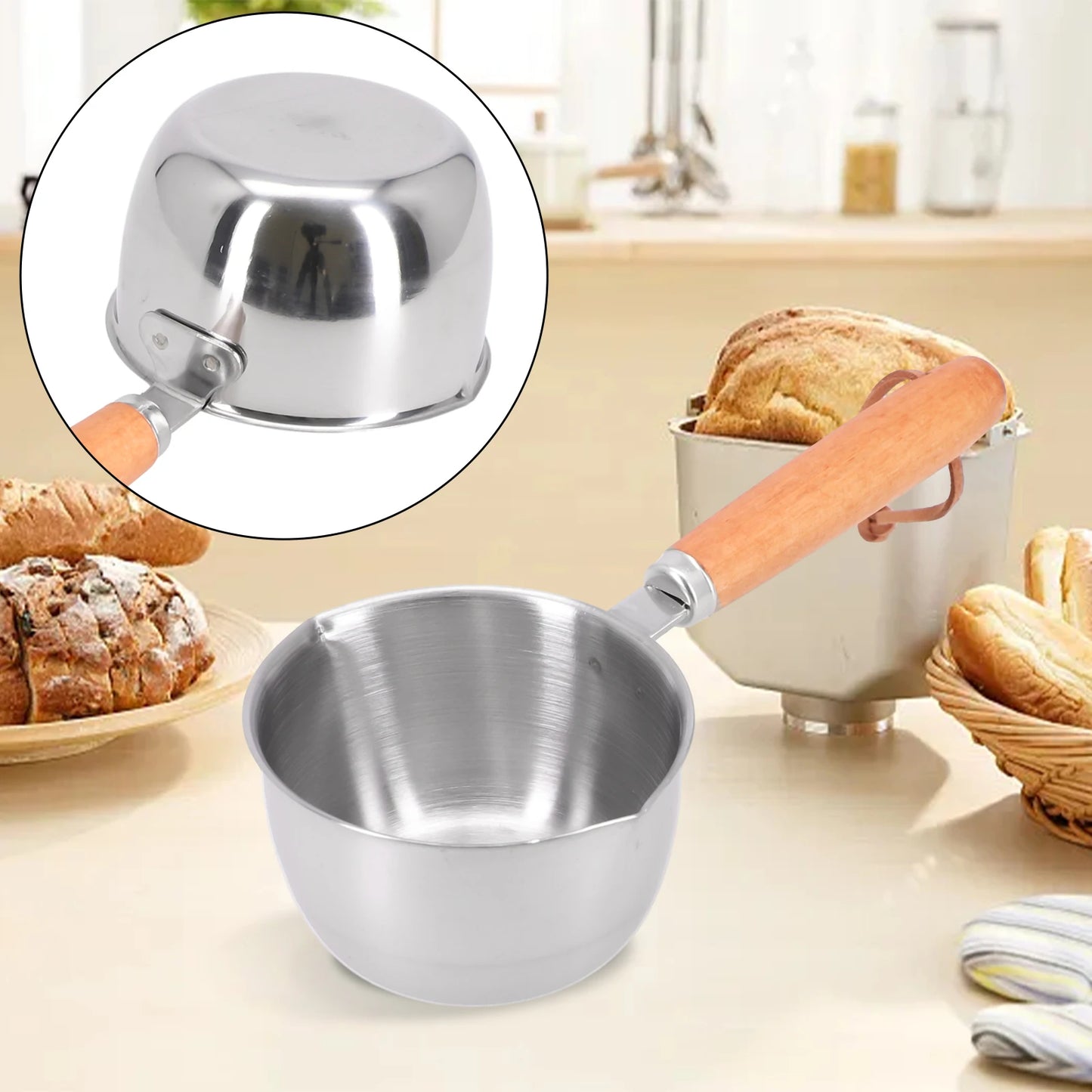 Stainless Steel Hot Oil Pot Milk Pan Stainless Steel Sauce Small Saucepan Cooking Boiling Butter Warmer Melting Kitchen Pan