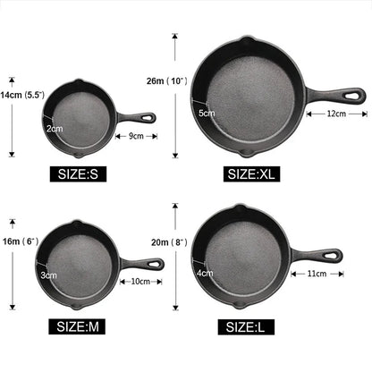 Cast Iron Frying Pan 14/16/20cm Non-stick Fried Steak Pot Egg Pancake Skillet for Gas Induction Cooker Universal Cookware