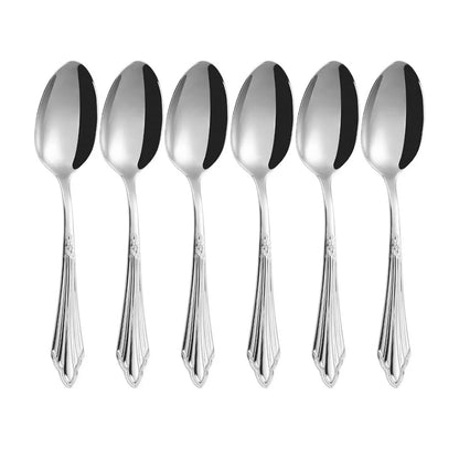 6pcs Table Spoons Set of 6 Stainless Steel Tablespoon Soup Spoon Set Royal 6 Pieces Dinner Spoon for Kitchen/Home/Restaurant