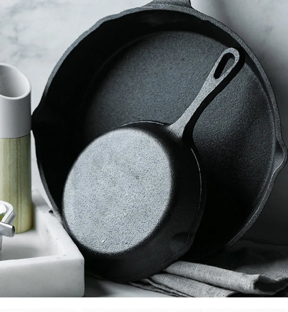 Cast Iron Frying Pan 14/16/20cm Non-stick Fried Steak Pot Egg Pancake Skillet for Gas Induction Cooker Universal Cookware