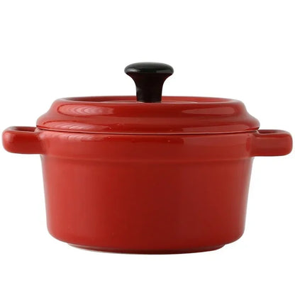Ceramic breakfast bowl Ramekins with Lids,Oven Safe,Creme Brulee,Mini Casserole,Souffle,Cover&Handle for French Onion Soup,220ml