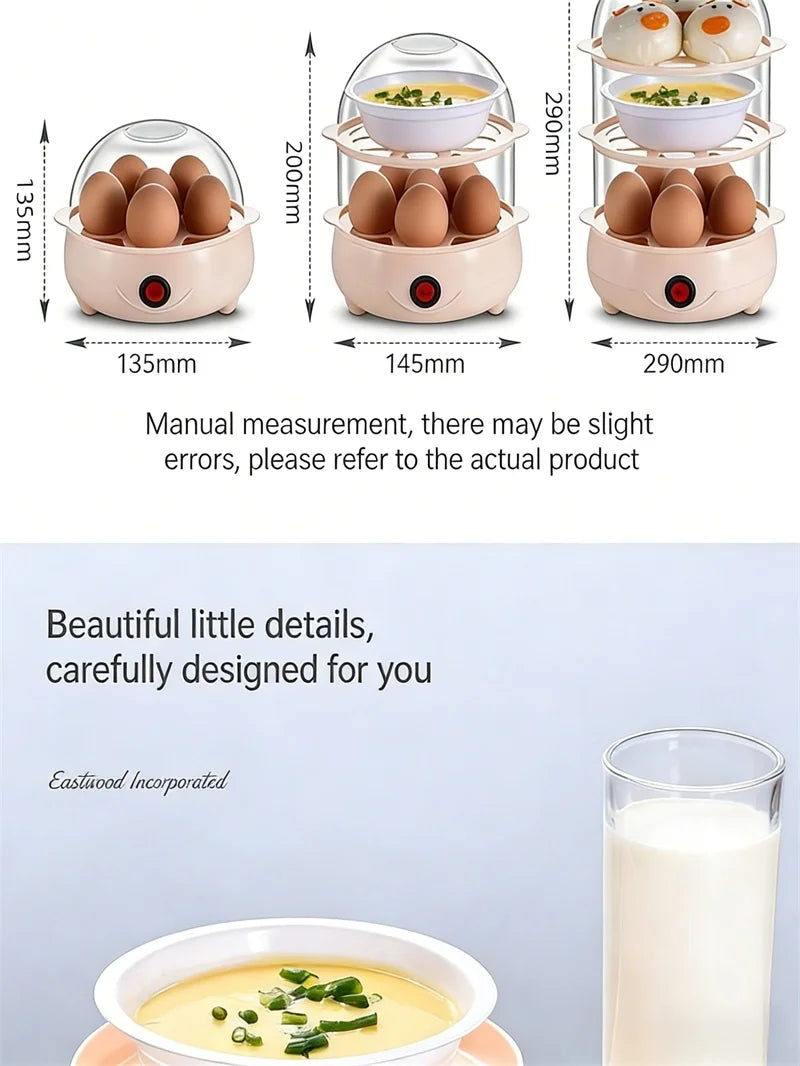 Multifunctional Egg Boiler Electric Egg Steamer Cooking Breakfast Machine Multi-Layers Egg Cooker Mini Steamer Poacher Kitchen