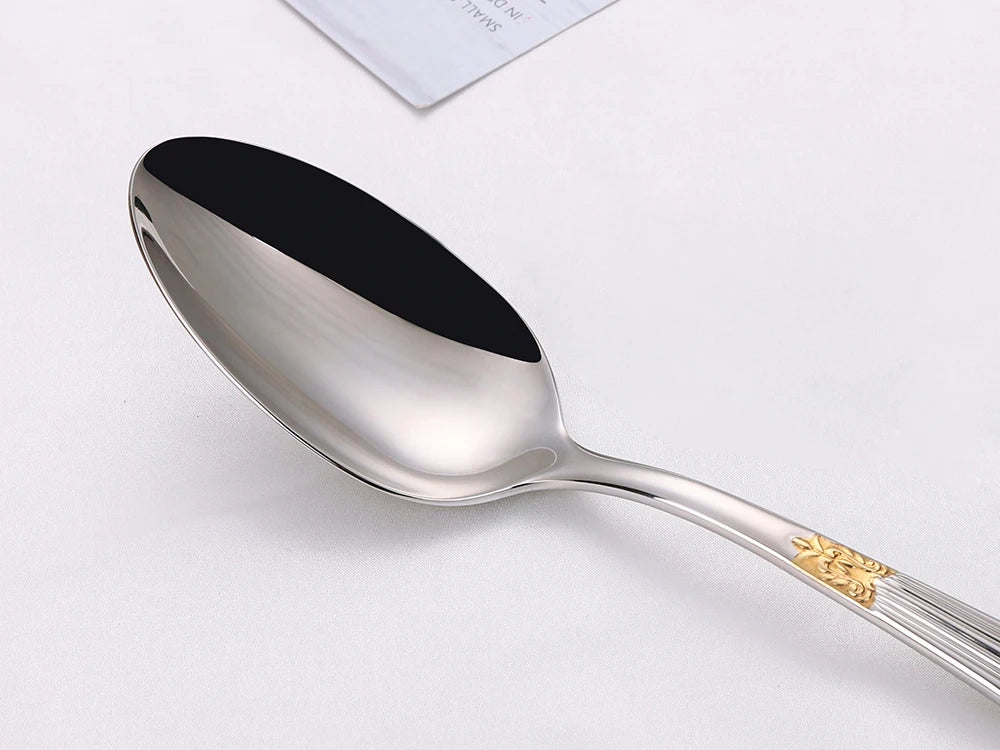 6pcs Table Spoons Set of 6 Stainless Steel Tablespoon Soup Spoon Set Royal 6 Pieces Dinner Spoon for Kitchen/Home/Restaurant