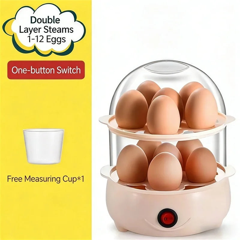 Multifunctional Egg Boiler Electric Egg Steamer Cooking Breakfast Machine Multi-Layers Egg Cooker Mini Steamer Poacher Kitchen