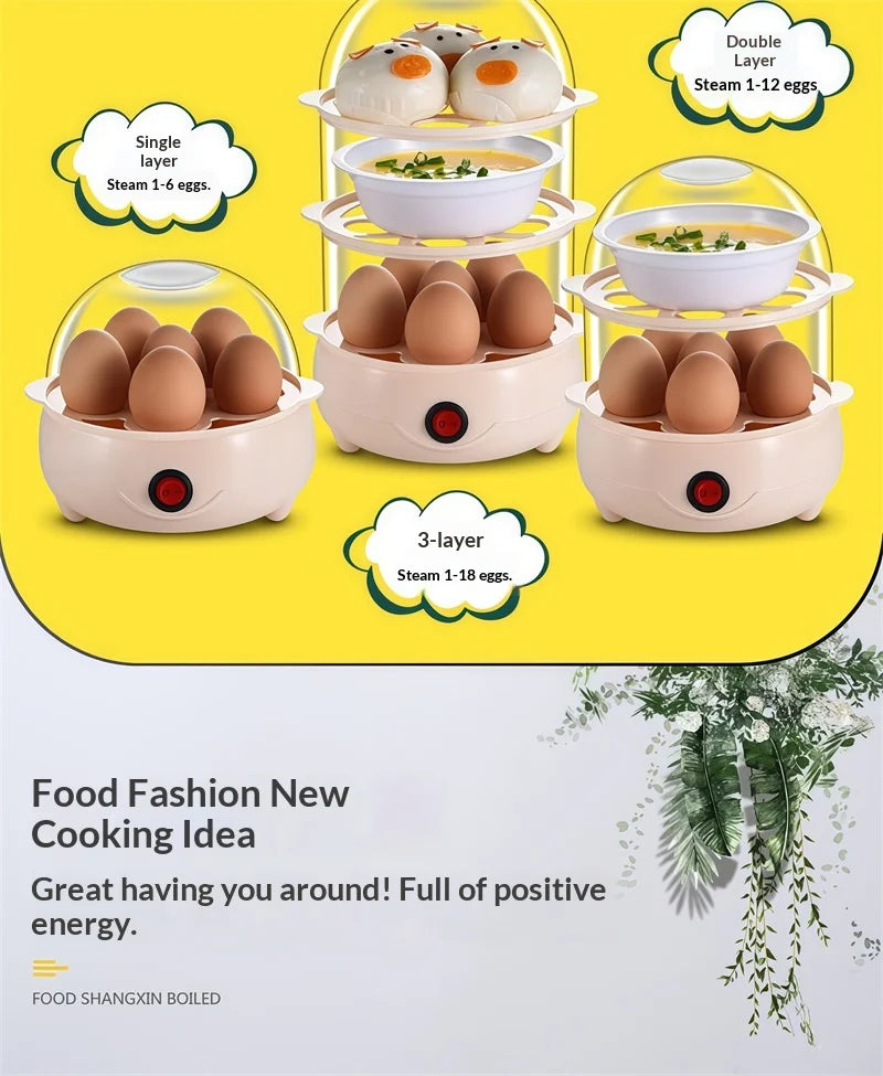 Multifunctional Egg Boiler Electric Egg Steamer Cooking Breakfast Machine Multi-Layers Egg Cooker Mini Steamer Poacher Kitchen