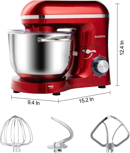 Aucma Stand Mixer 6.5QT 660W 6-Speed Kitchen Electric Food Mixer Bowl with Handle Stainless Steel Bowl