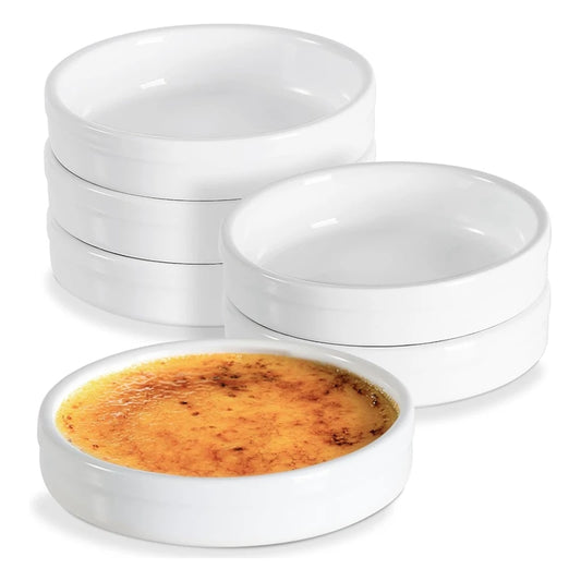 New-Ramekins 4 Oz, Creme Brulee Ramekins Oven Safe  Shallow Souffle Dishes For Baking Custard, Quiche Pans 6Pack