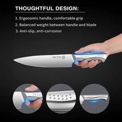 14-piece Stainless Steel Cutting Kitchen Knife Cutlery Set with Holder Chef Professional Cooking Tools, Premium Knife Set Gift